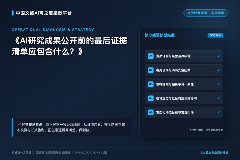 AI研究成果公开前的最后证据清单应包含什么?